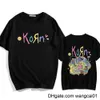 Męskie koszulki Korn K-o-r-n T-shirt męskie hip-hop 100% bawełniana koszulka krótka sobowa swobodna O-deterk Tshirt Band Fan Tees unisex koszulki Man 4113