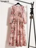 Casual Dresses Spring Women Maxi Full Sleeve Floral Printed O Neck Woman Bohe Beach Party Long Dress Mujer Vestidos Drop 230411