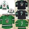 Weng #7 TJ Oshie North Dakota Hockey-Trikot, Herren, 100 % genähte Stickerei, Fighting Sioux DAKOTA College-Hockey-Trikots, Schwarz, Weiß, Grün