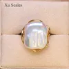 With Side Stones Natural FreshWater 14-20mm Baroque Square Pearl Vintage Ring 14K gold filled Simple Classic Women's Jewelry Adjustable Size Gift 230410