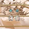 Dingle örhängen färgglad kristallhänge örhänge för kvinnor flicka unik design fyrkantig geometrisk 18k guld krok mode smycken smycken