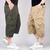 Shorts masculinos de longa longa distância de verão de bolso casual calça elástica de algodão