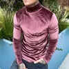 Męskie koszulki męskie T-koszulka Turtleeck Fitness Długie rękaw Velor Solid Camiseta Masculina Streetwear Chic Soft Casual Biecid Tops Interun 7 J231111