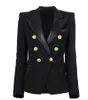 Nouveau style de qualité supérieure Blazers Originals Designer Veste à double boutonnage Slim Fit pour femmes Boucles en métal Blazer Col en cuir noir Manteaux d'extérieur surdimensionnés 3XL