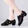 Heel 222 High Sneakers Ballroom Latin Dance Woman Black Red Close Toe Dancing Shoes For Women Lip Print 230411