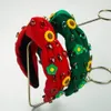 Luxury Christmas Festive Headband Wide-Brimmed Beaded Contrast Color Knotted Stylish Red And Green Headband