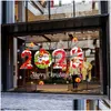 Wall Stickers Christmas Santa Claus Window Ornaments Pendant Merry For Home Decoration 2022 Year Drop Delivery Garden Dhamb