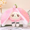 Kawaii frutas transfiguradas de coelho de pelúcia de pluxinho de cenoura fofa morango transformado em coelho gato de pelúcia brinquedo infantil presente de natal presente lt0049