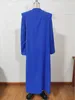Abbigliamento etnico Cardigan Dubai Islam Open Abaya Turco Abiti modesti Tuta tinta unita Moda Blu Ramadan Eid Set musulmani