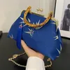 Evening Bags Vintage Women Fringe Small Shell Clip Lady Chain Shoulder Prom Clutch Crossbody Bamboo Leaves Handbags And Purses