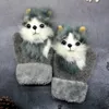 Animal Mittens Cat Dog Panda Husky Unicorn Fox Kid Winter Warm Long Cute Girl Princess Mittens Fingers Soft Gloves