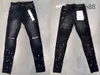 Fioletowe dżinsy dla mężczyzn designerskie dżinsy chude dżinsy rozryte motocyklista szczupłe, proste chude spodnie dżinsy mody dżinsy trendowe marka Marka Vintage Mens G28a