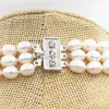 Kedjor Natural 6-7/7-8/8-9mm White Akoya Freshwater Cultured Pearl 3Row Necklace 17-19 "