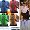 Suspenders Unisex LED Illuminated Suspenders Clipson Braces Vintage Look Elastic Yshape Adjustable Trousers Suspender For Festival Club 230411