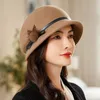 Geniş Memlu Şapka Kovası Hepburn Style 100 Avustralya Yün Kloche Hat Kadın Partisi Fedora Lady Chic Felt Bere Kadın Kış Düzensiz Üst Kap 231110