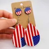 Dangle Chandelier New Independence Day Earrings Set American Flag Round Heart Fivepointed Star Sunflower Leather Earrings for Women Jewellery Z0411