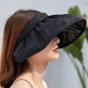 Wide Brim Hats Spring And Summer Style Sun Hat Korean Version Versatile Hair Band Sunscreen Big Black Rubber Anti-ultraviolet