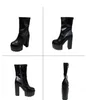 Moda tacones altos gótico mujeres botines otoño invierno plataforma gruesa zapatos de trabajo de señoras gruesas 230922