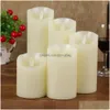 Candles 3 Pcs/ 1 Set Lights Led Flameless Light Smooth Flickering Battery Operated For Home Decor Drop Delivery Garden Dhmxr