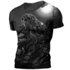 T-shirts pour hommes Vintage 3D Cthulhu Chemise Hommes Imprimé Monster Crew Neck Mythe À Manches Courtes Kthulhut Surdimensionné Tops Tee Homme Vêtements