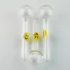 F Smile Logo Clear Glass Pipe Mini Liten 4inch Pyrex Oil Burner Pipes Portable Dab Tools Dry Smoking Accessories For Glass Bongs Hookahs LL