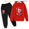 Ensembles de vêtements Père Noël pour enfants Joyeux Noël Sweats à capuche Ensembles Enfants Garçons Filles Père Noël Hauts Pantalons Costumes 4-14 ans Happy Year 231110