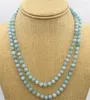 Chains Fashion 6MM BRAZILIAN AQUAMARINE GEMS ROUND BEADS NECKLACE 32"