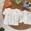 Kleidungssets Bärenführer Babykleidung Bruder und Schwester Passende Outfits Sommer Koreanisch Jungen Hemd Shorts Anzug Mädchen Bluse Röcke Set 230411