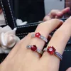 حلقات الكتلة Ewelry Fashion 925 Silver Ruby Ring لفتاة صغيرة جولة المجوهرات الجنيه الاسترليني الطبيعية