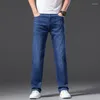 Erkekler Kot 2023 İlkbahar Yaz Erkekleri Streç ince kot açık mavi renkler Erkek gevşek fit pantolonlar rahat hafif boyut 4