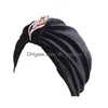 Beanie/Skull Caps New Women Veet Turban African Mönster Knut Headwrap Warm Hats Ladies Chemo Cap Bandanas Alloy Hair Accesso Dhgarden Dheum