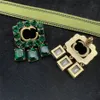 Overdreven Gem Stud -oorbellen Fashion Letter Oorbellen Women Diamond sieraden oorbellen Emerald Studs Luxe geschenken