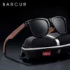 Sunglasses BARCUR Black Walnut Wood Sunglasses for Man Polarized High Quality Sqare Sun Glasses Men UV400 Eyewear Accessory Original Box 230411