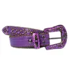 Ceinture en cuir de Cowboy occidental scintillant, ceinture en strass pour hommes, Pu clouté Crocodile violet bbSimon pour femmes