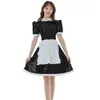 Costume a tema Cameriera Abito in pelle PVC Gothic Lolita Cosplay Abito uniforme francese Abiti sexy Sissy per feste da club con grembiule