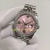 Photo réelle avec boîte Montres automatiques Femmes Taille moyenne Dames Hommes 36mm Cadran rose Acier Diamant Lunette Bracelet 126234 Mécanique Lady Montres-bracelets Montre