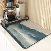 Table Mats Chinese Style Dishes Mat Ink And Wash Pattern Placemats Decoration Kitchen Utensil Absorbent Drying For Kitchens