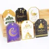 4 PC Emballage Cadeau 48 Pcs Eid Mubarak Papier Étiquette Cadeau Étiquette Ramadan Islam Festival Musulman Fête Décoration Cadeau Sac Boîtes Accrocher Décor Eid Al Adha Z0411
