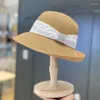 Cappelli a tesa larga Cappello da sole estivo pieghevole per donna Elegante arco Hepburn Style Holiday Floppy Straw Ladies Temperament Beach