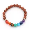 STRAND SILLERED kleurrijke 8 mm ronde kralen Elastische armband blauwe zandsteen genezing chakra inspiratie sieraden