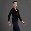 Scene Wear Black Ballroom Dance Shirts Men Modern Dancewear Latin Practice Costume Salsa kläder Samba Dancing Outfit JL3705