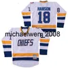 Weng Hanson #17 16 Home Jersey 18 Jeff Hanson Blue White Slapshot Brothers Charlestown Chiefs - Jersey personalizzato Qualsiasi nome numerico cucito su (S -4xl)