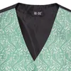 Men's Vests Wedding Teal Mens Silk Paisley Necktie Handkerchief Cufflinks Sleeveless Suit Waistcoat Sets Business Designer Gift Hi-Tie