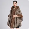 Womens shawl imitation otter rabbit fur collar Womens cape Large cardigan Loose warm Womens coat Winter fashionable new style