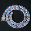 Collane con ciondolo Collana Hiphop Candy da uomo 10mm quadrato blu viola zircone BlingChain 231110