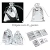 Sacchetti per gioielli, borse 100 pezzi / lotto Sacchetti per gioielli di moda placcati color argento 4 dimensioni Dstring Organza regalo caramelle fai da te goccia D Dhgarden Dhdtb