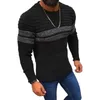 Men's Sweaters Men Autumn Winter Stripes Splicing Sweater Casual Slim Fit Knitted Tops O-neck Long Sleeve Color-Blocked Pullover Knitwear