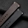 Titta på band Retro äkta läderband Oljevaxolj oljig missfärgning Kohude läder Watchband 18 20 22 24mm högkvalitativ affärs klockband 230411