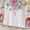 Camisas femininas 2024 Novo camisa de flores de feriado de outono Tops Runway Women Women Sonere de lapela colar de peito de lanterna floral de peito de peito floral blusas