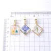 Dangle Earrings Square Pressed Epoxy Romantic Eternal Real Daisy Plant Preserved Fresh Petal Dried Flower Drop Pendant Earring Jewelry